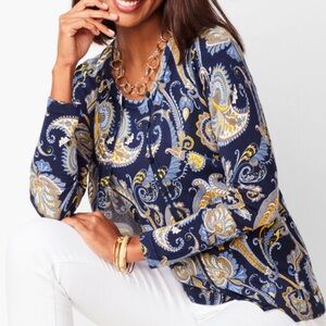 Talbots CHARMING CARDIGAN Paisley Women’s Size Petite Small Blue Button Front
